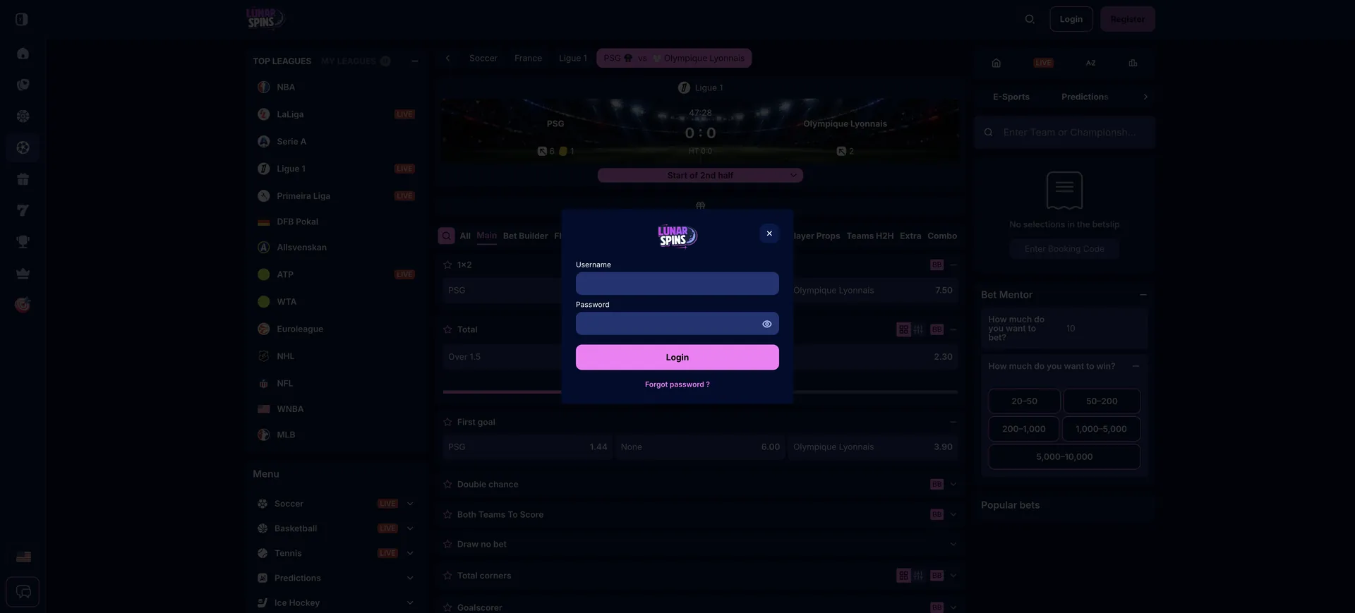 Lunarspins Casino Login
