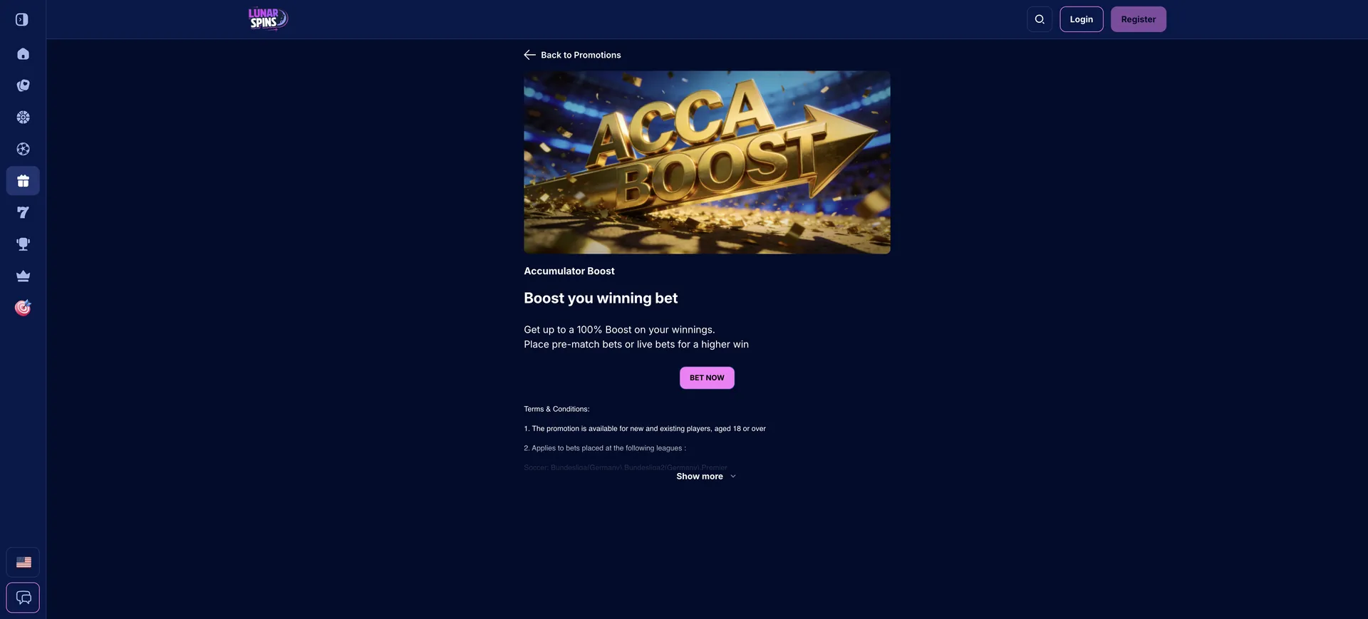 Accumulator Boost Lunarspins Casino Bonus: Accumulator Boost