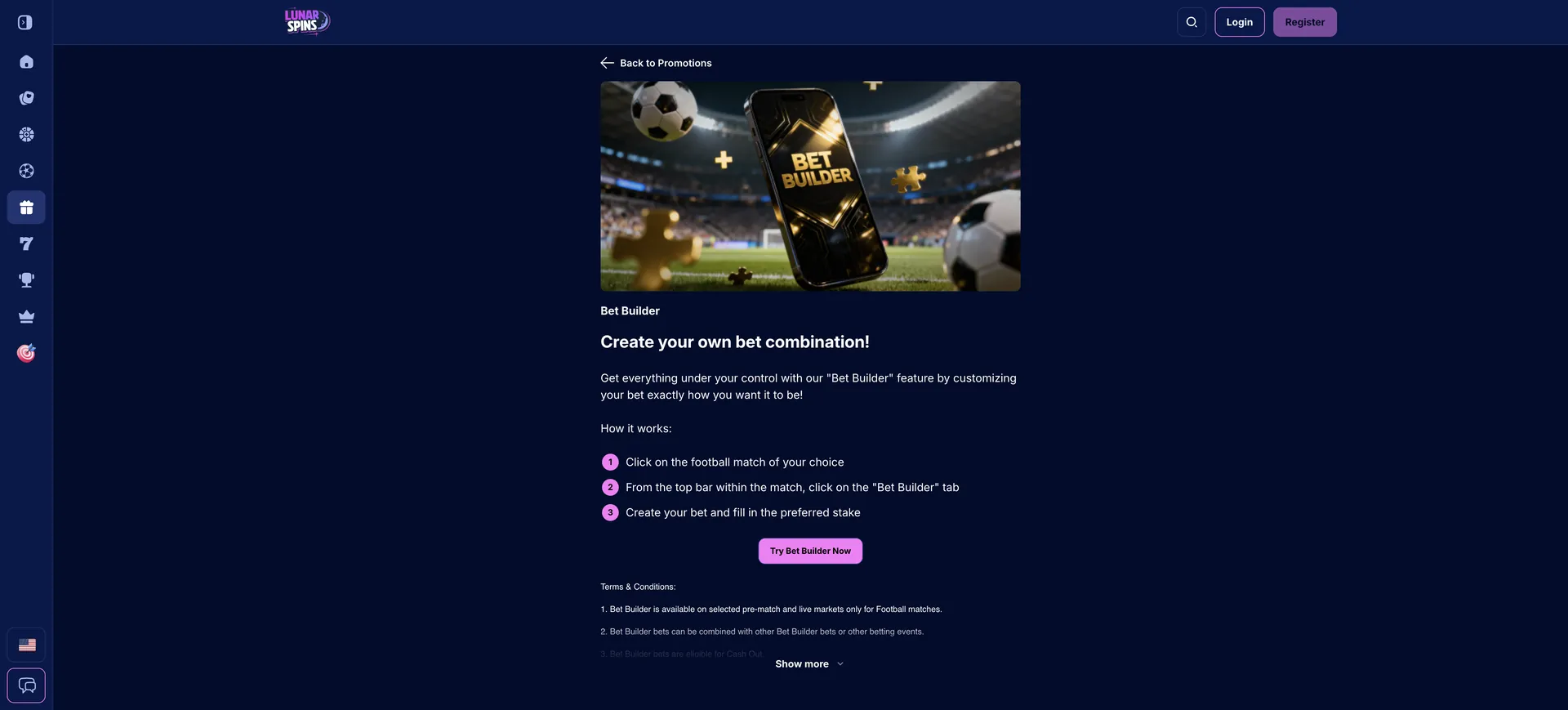Build A Bet Lunarspins Casino Bonus: Build A Bet