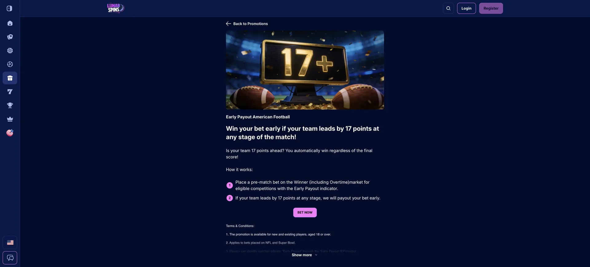 Ep American Football Lunarspins Casino Bonus: Ep American Football