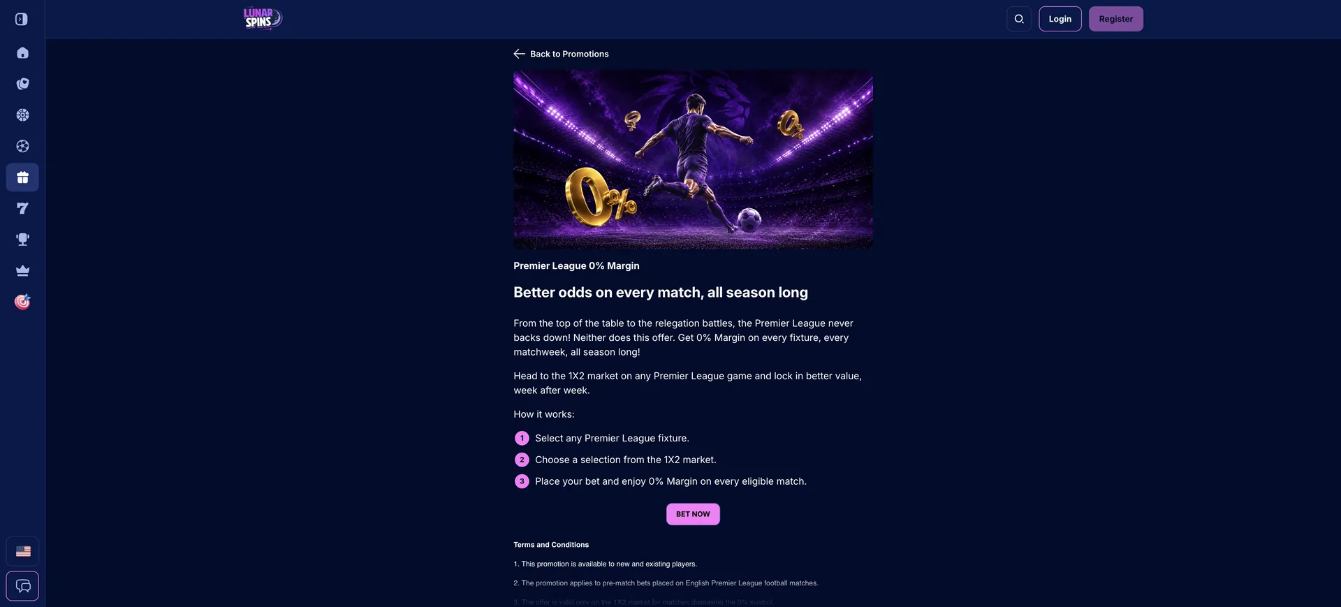 Premier League 0 Margin Lunarspins Casino Uitbetaling: Premier League 0 Margin