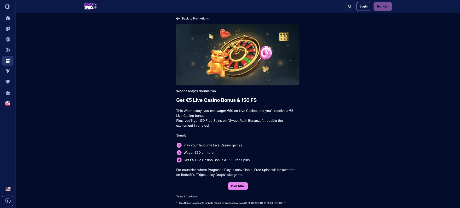 Lunarspins Casino Bonus Zonder Storting: Wednesday Double Fun