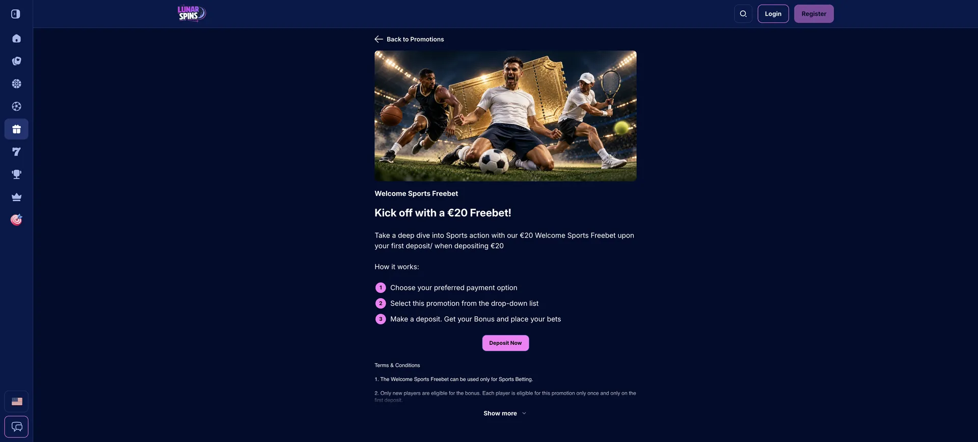 Lunarspins Sportweddenschappen: Welcome Sports Freebet